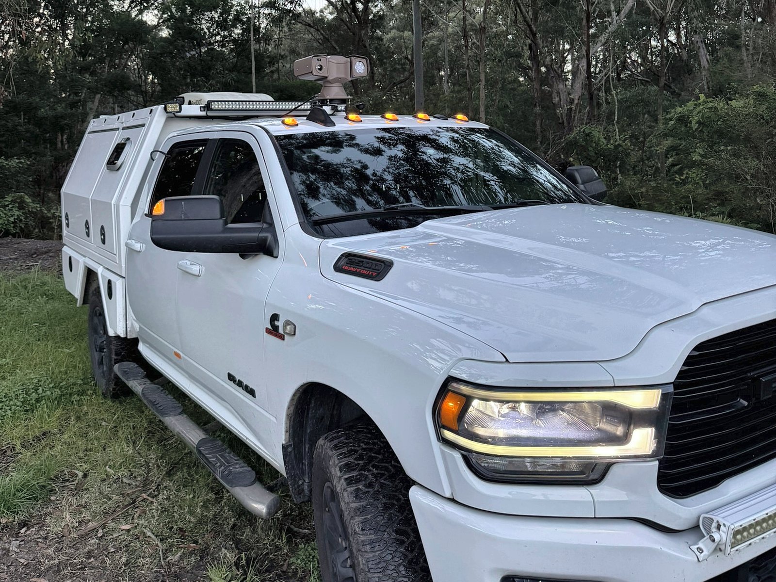 Feral Pro prototype mounted on the roof of a work vehicle